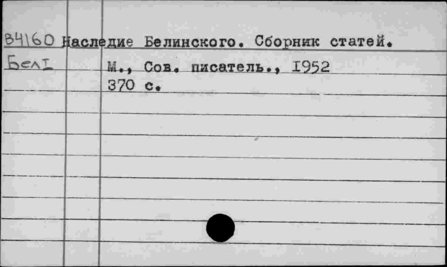 ﻿е>Ч\^о в	1асл(		 -1 &дие Белинского. Сборник статей.
ЬелЪ		_ьи^~ Сов. писатель»4 1952		1
		370 с.
		
		
		
		
		
		
		
		